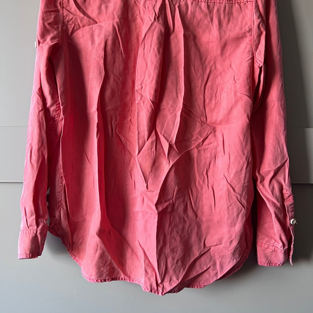 Tommy Bahama Pink Band Collar Roll Tab Sleeve Button Down Shirt Women S Tencel - Picture 9 of 15